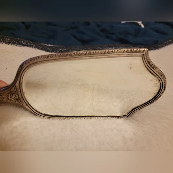 19th Century sterling silver hand mirror - Picture 3 of 9